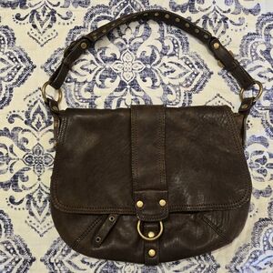 Danier Brown Gold Shoulder Bag with Classic Design
